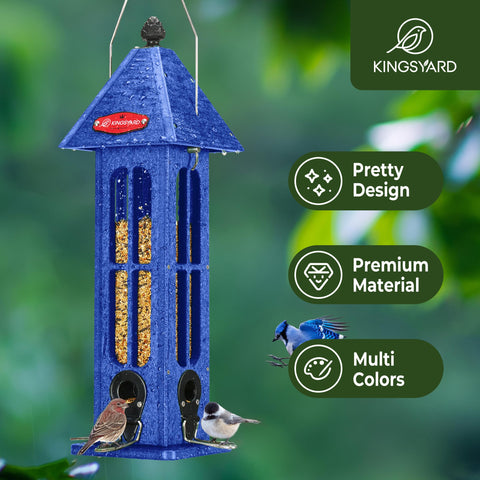 Kingsyard telephone-booth design bird feeder adds decorative garden charm with four ports