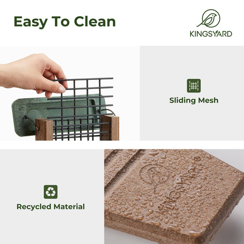 Kingsyard top-fill-suet-feeder design enables quick refills and continuous feeding.