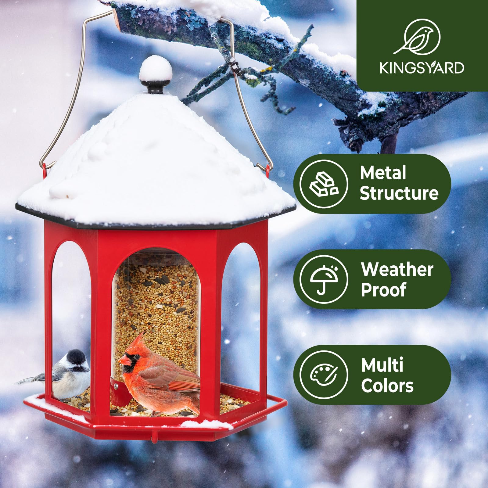 Kingsyard transparent seed compartment makes it easy to monitor levels.