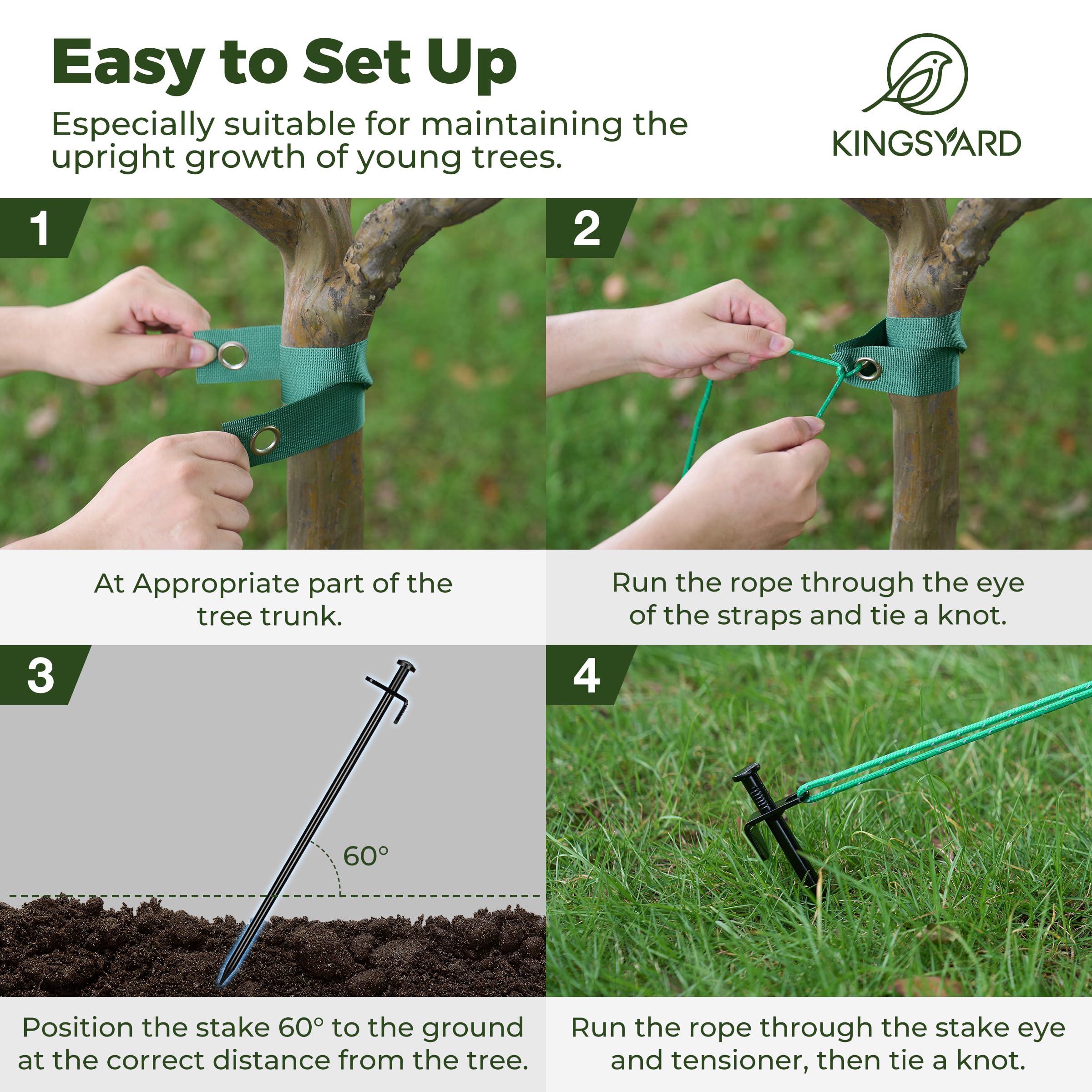 Kingsyard tree strap for staking keeps trees stable during growth