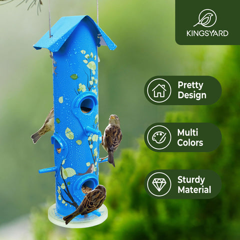 Kingsyard tube bird feeder keeps seeds dry and accessible for birds