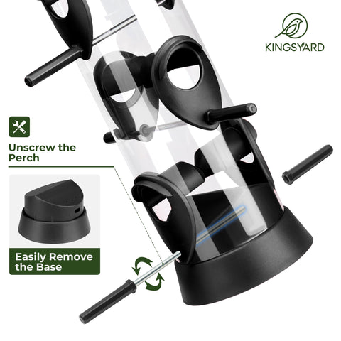 Removable base on Kingsyard feeder enables easy cleaning of the interior.