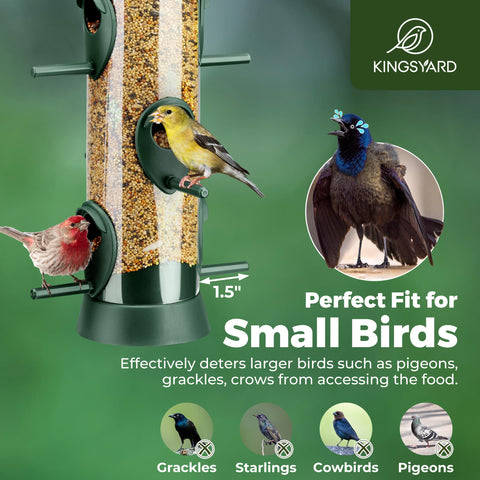 Kingsyard tube bird feeder removable base for easy cleaning and maintenance.