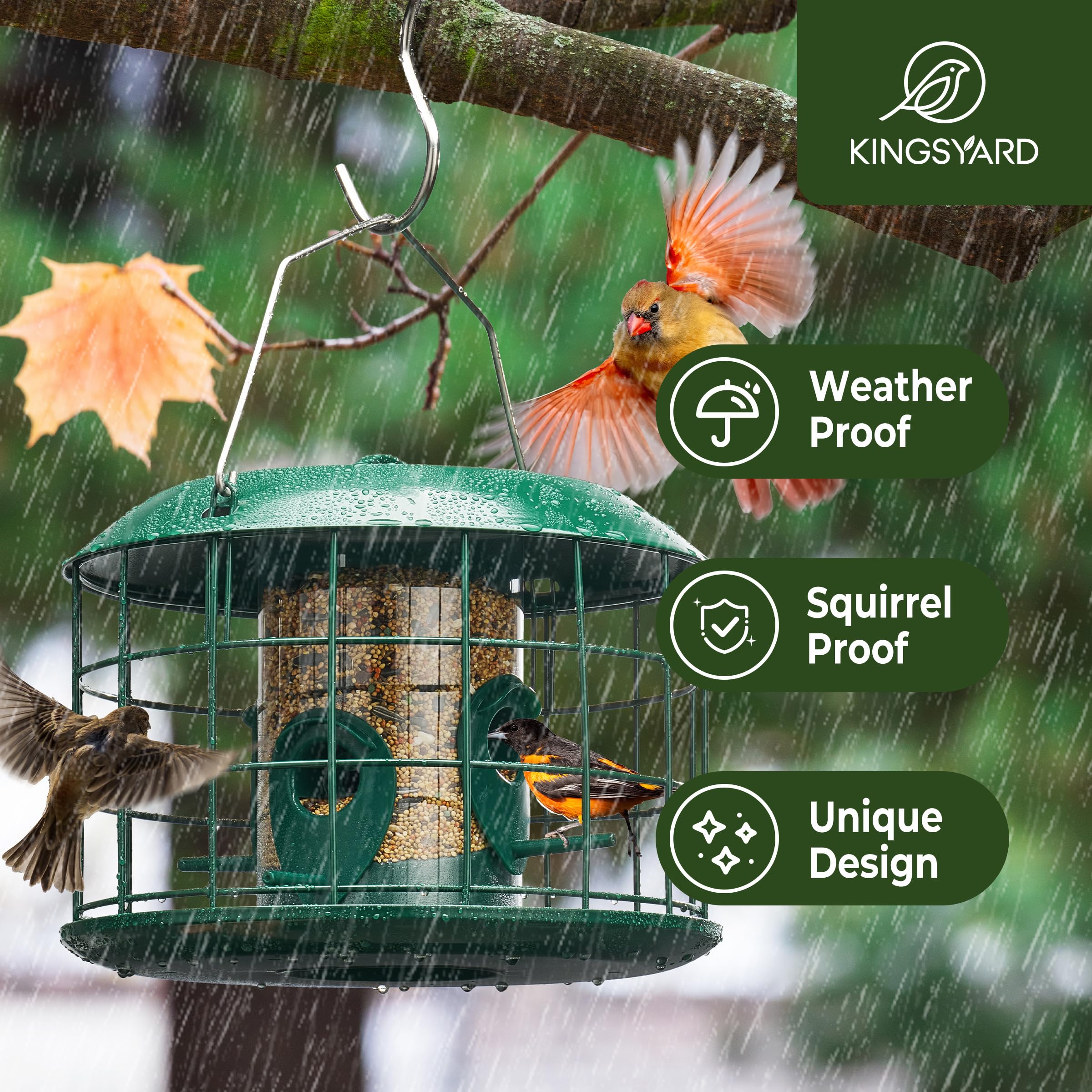 Kingsyard robust metal construction withstands weather and pests.