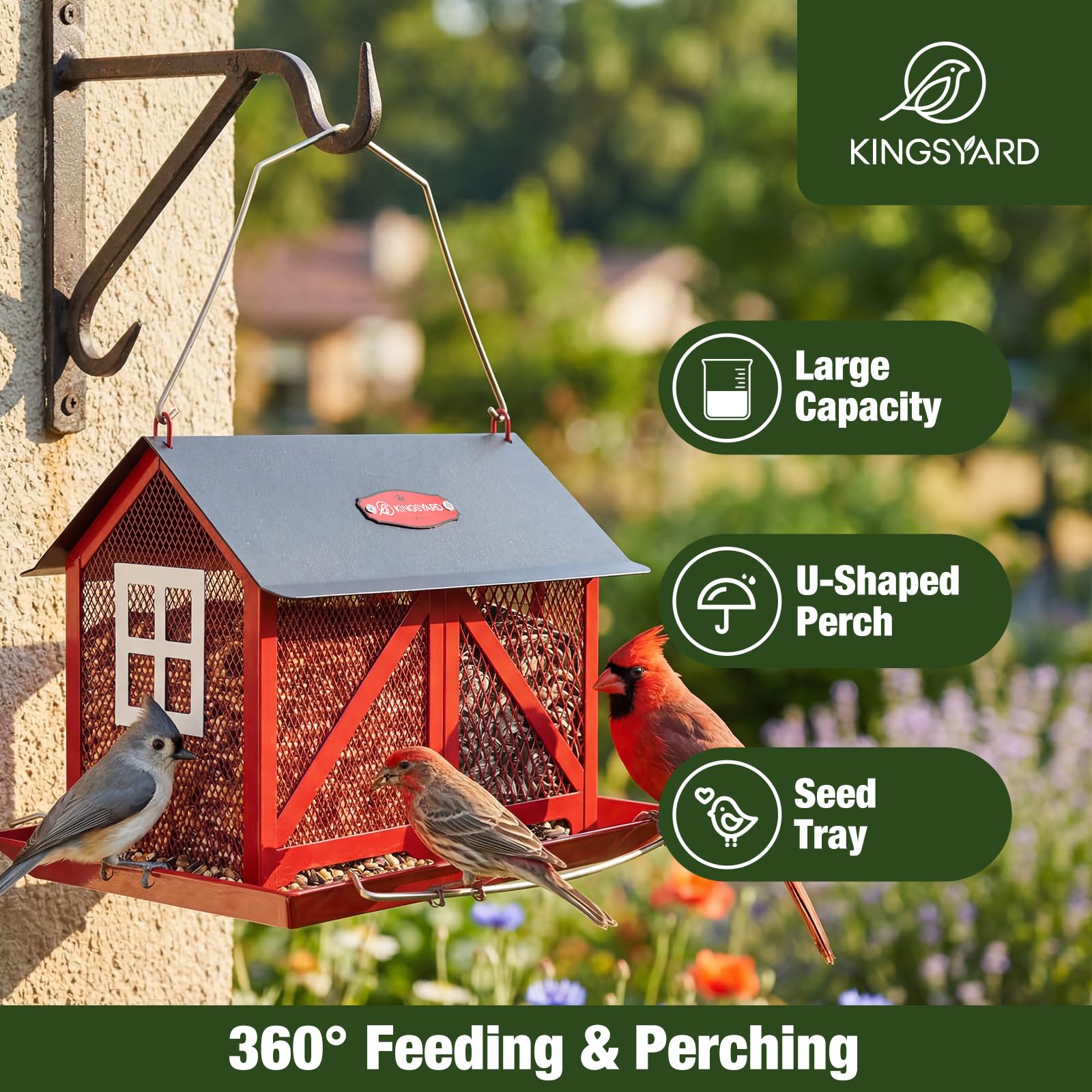 Kingsyard 2in1 seed tray built-in perch supports diverse seeds and comfortable perching