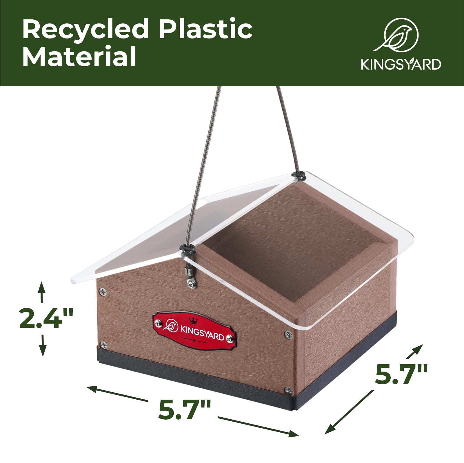 Kingsyard feeder with clear roof proves weather protection and easy monitoring.
