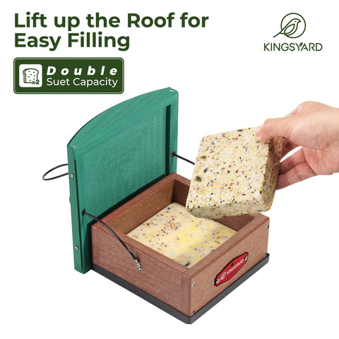 Kingsyard Upside Down Suet Feeder roof detail highlights durable seal