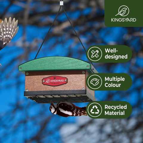 Kingsyard Upside Down Suet Feeder winter-use versatility holds two blocks