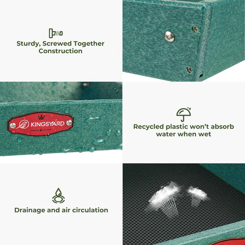Kingsyard recycled plastic construction endures weather for year-round use.