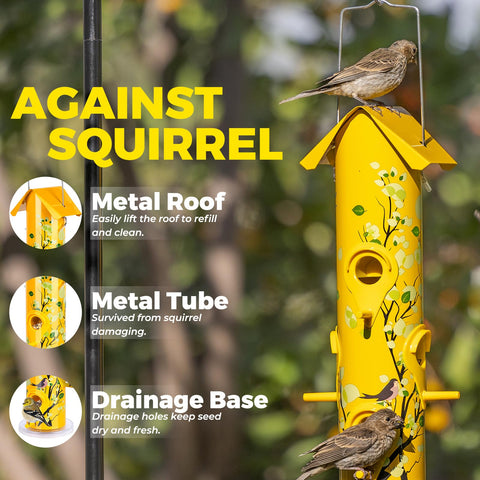 Kingsyard weatherproof bird feeder yellow complements garden while staying rust-free