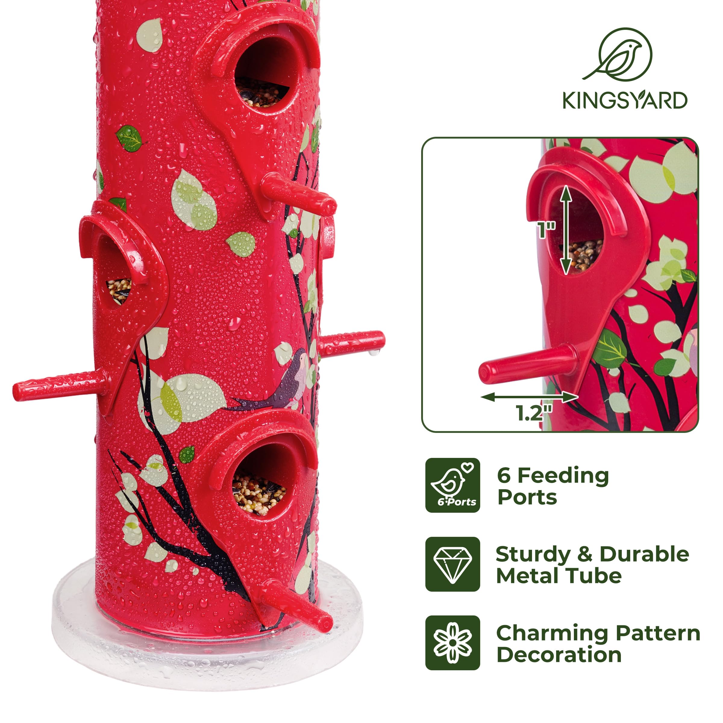 Kingsyard weatherproof metal feeder resists rain, wind, and sun for year-round use