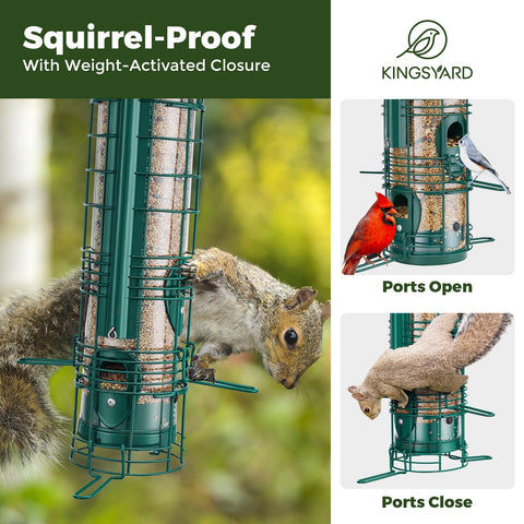 Kingsyard weatherproof metal feeder in green designed for year-round use.