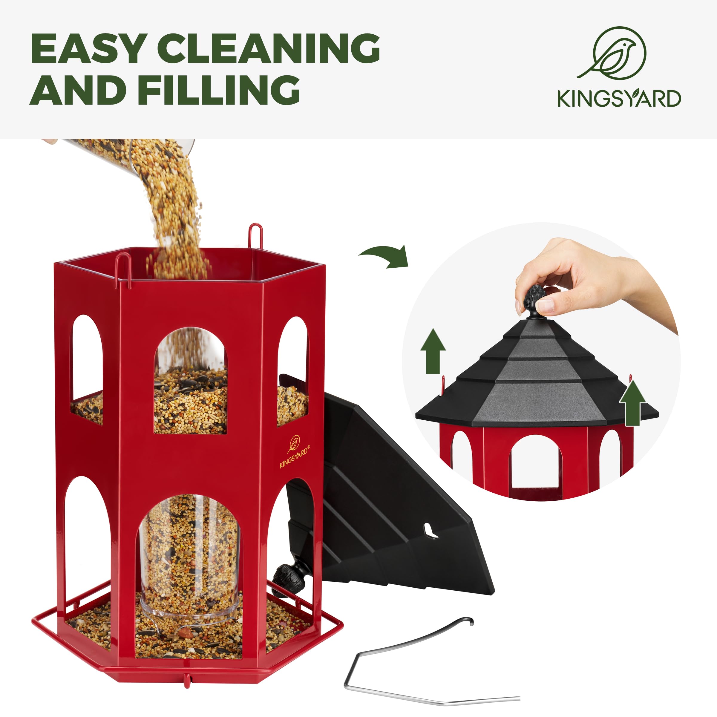 Kingsyard weatherproof metal construction resists rain and corrosion.