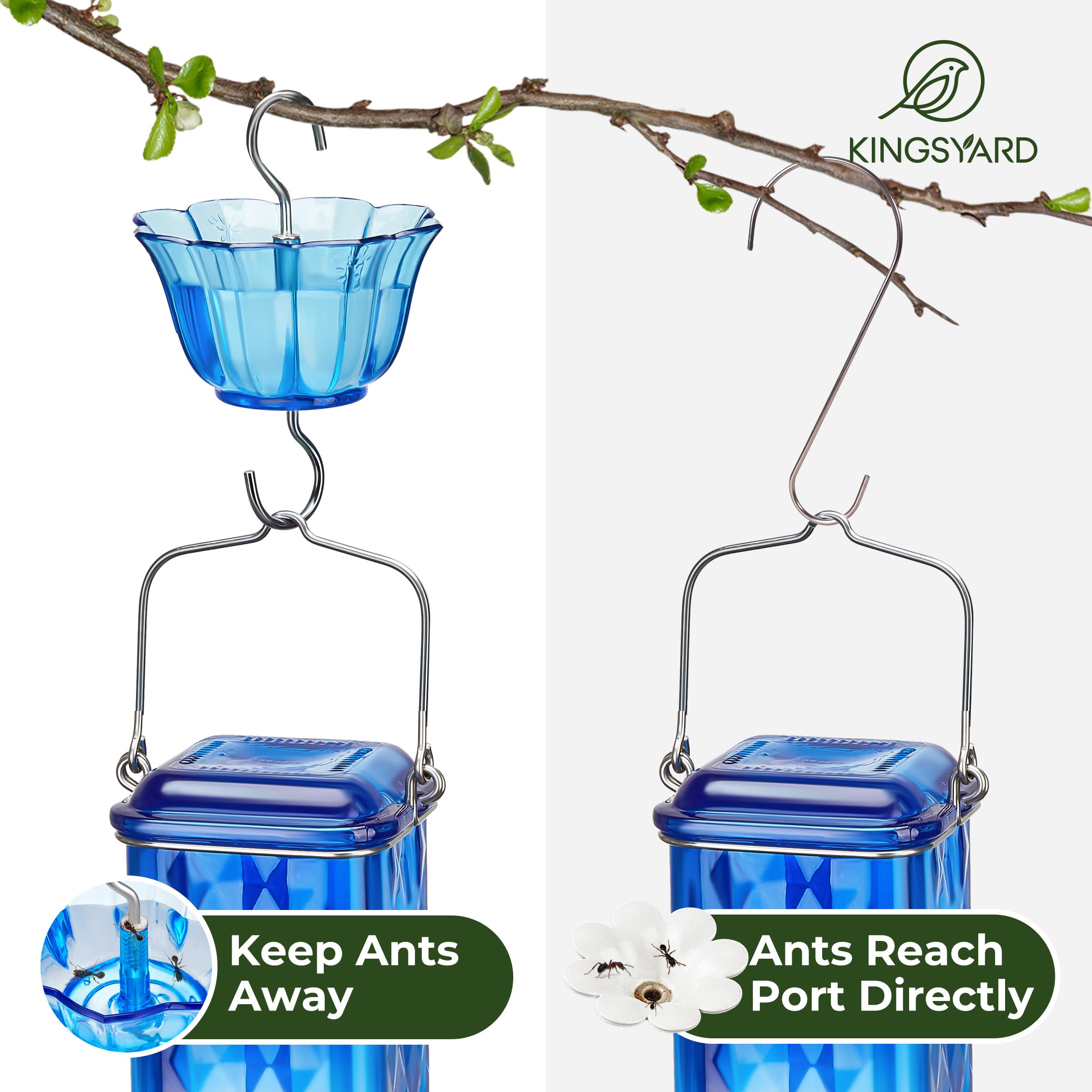 Kingsyard wide-mouth glass feeder simplifies filling and cleaning outdoors.