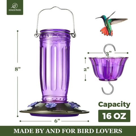 Kingsyard wide-mouth glass feeder for quick filling and cleaning