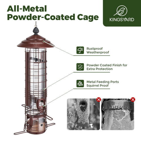 Kingsyard feeder with wide-mouth top for spill-free refilling and quick seed checks