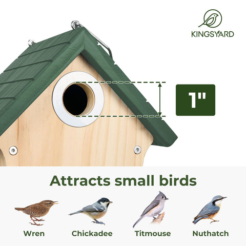 Kingsyard wooden bird house easy-clean lid enables quick maintenance