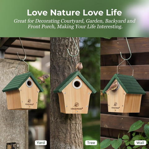 Kingsyard wooden bird house outdoor garden display attracts wildlife