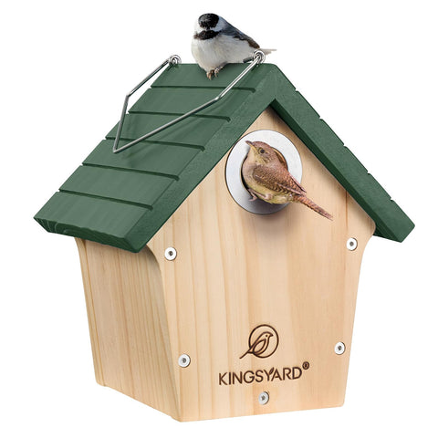 Kingsyard wooden bird house predator guard protects nesting cavity from predators in the garden