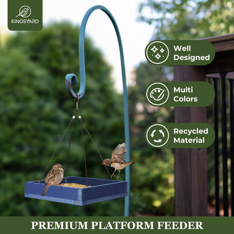 Kingsyard WPC feeder with four chain suspension stays steady when birds land.