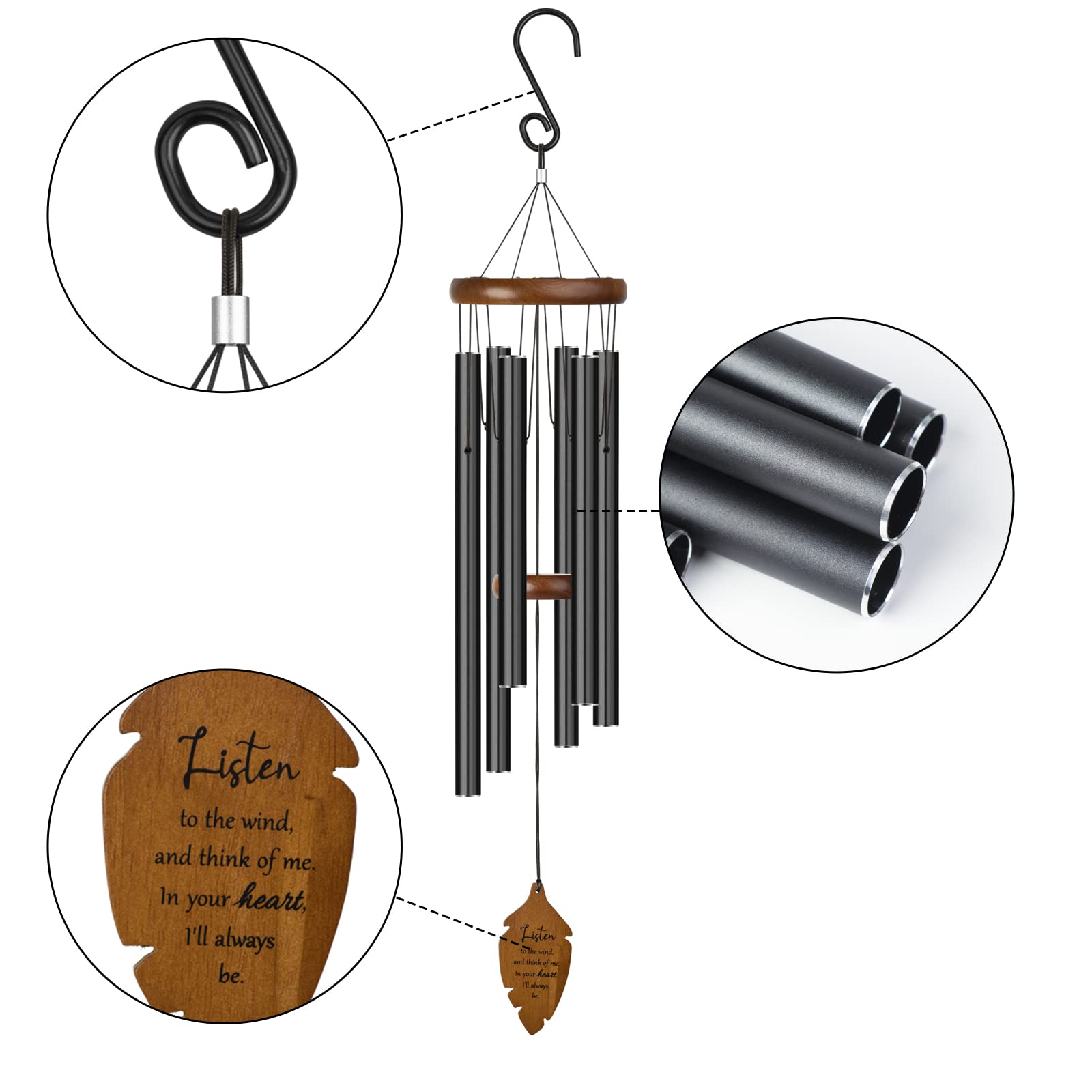 Kingtto Outdoors 34.6-inch hanging chime showcases a balanced, classical silhouette.