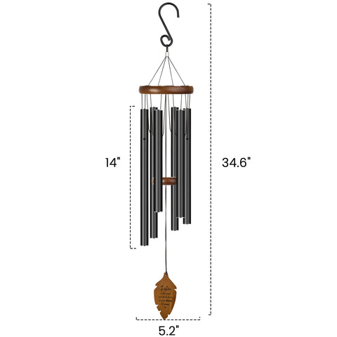Kingtto Outdoors matte black chimes with aluminum tubes for a modern, elegant garden accent.