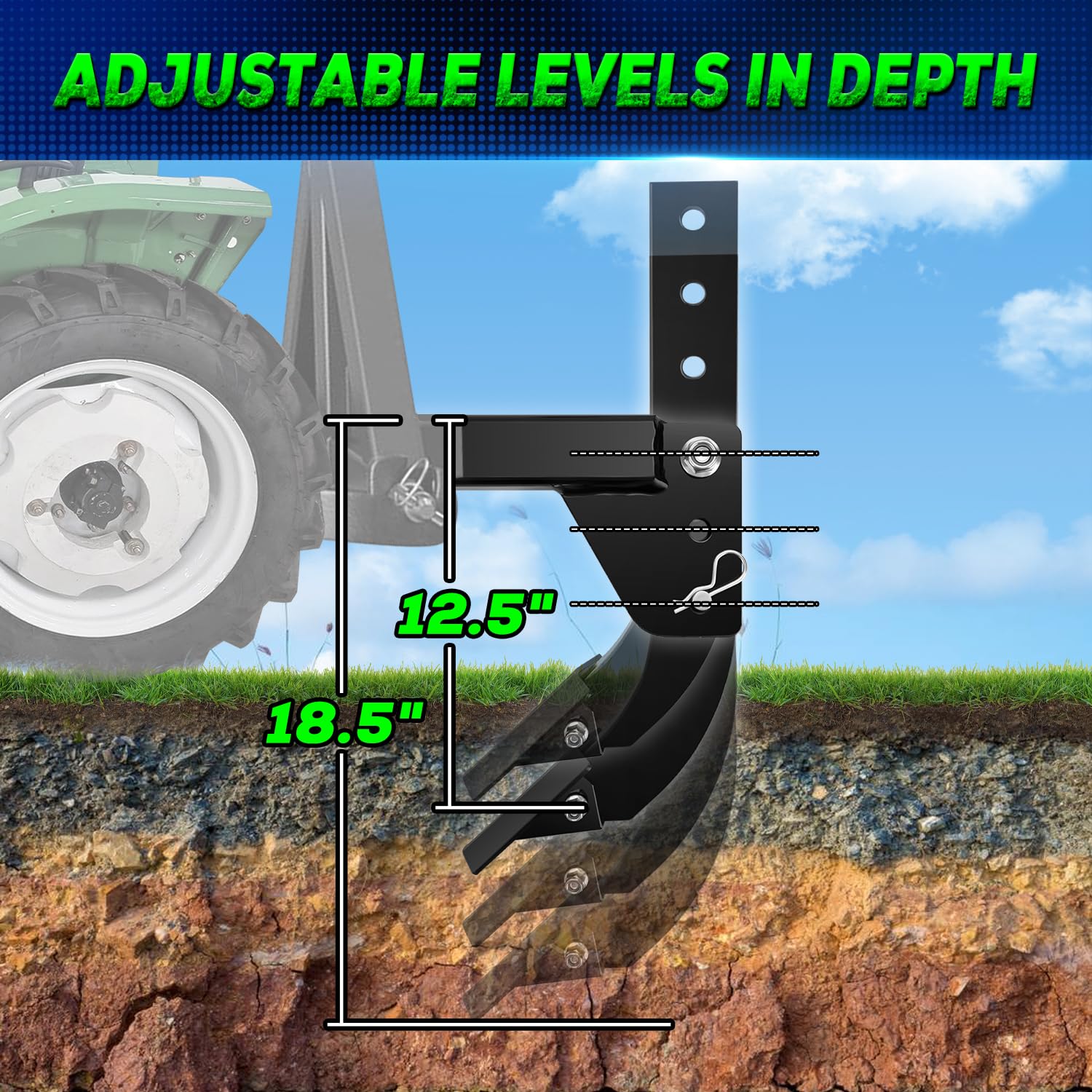 Kingway box blade shank with four-hole design for height adjustment.