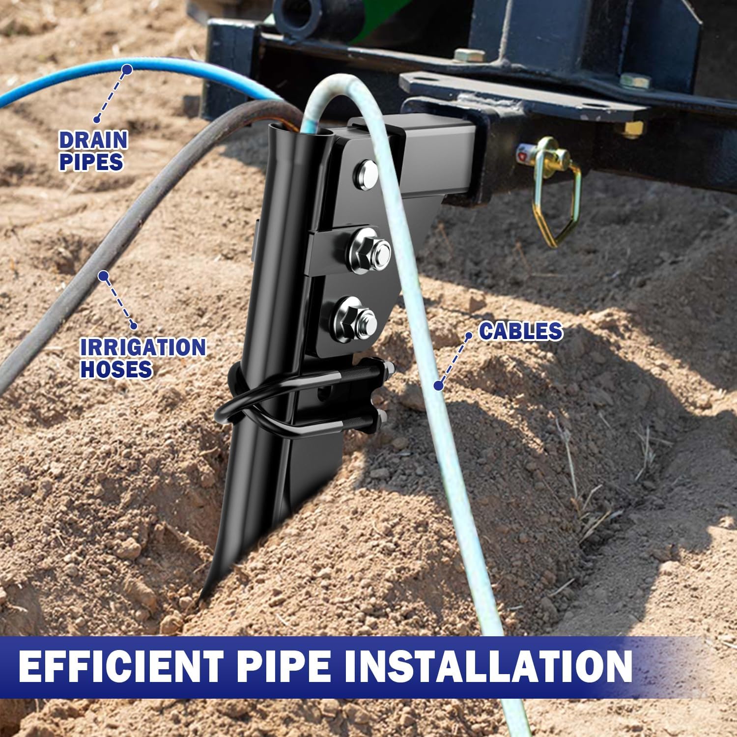 Kingway pipelayer attachment threading pipe through for quick installation.