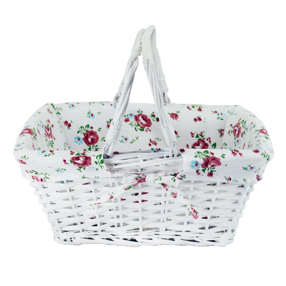 Kingwillow wicker white rectangular storage basket keeps shelves tidy and organized.