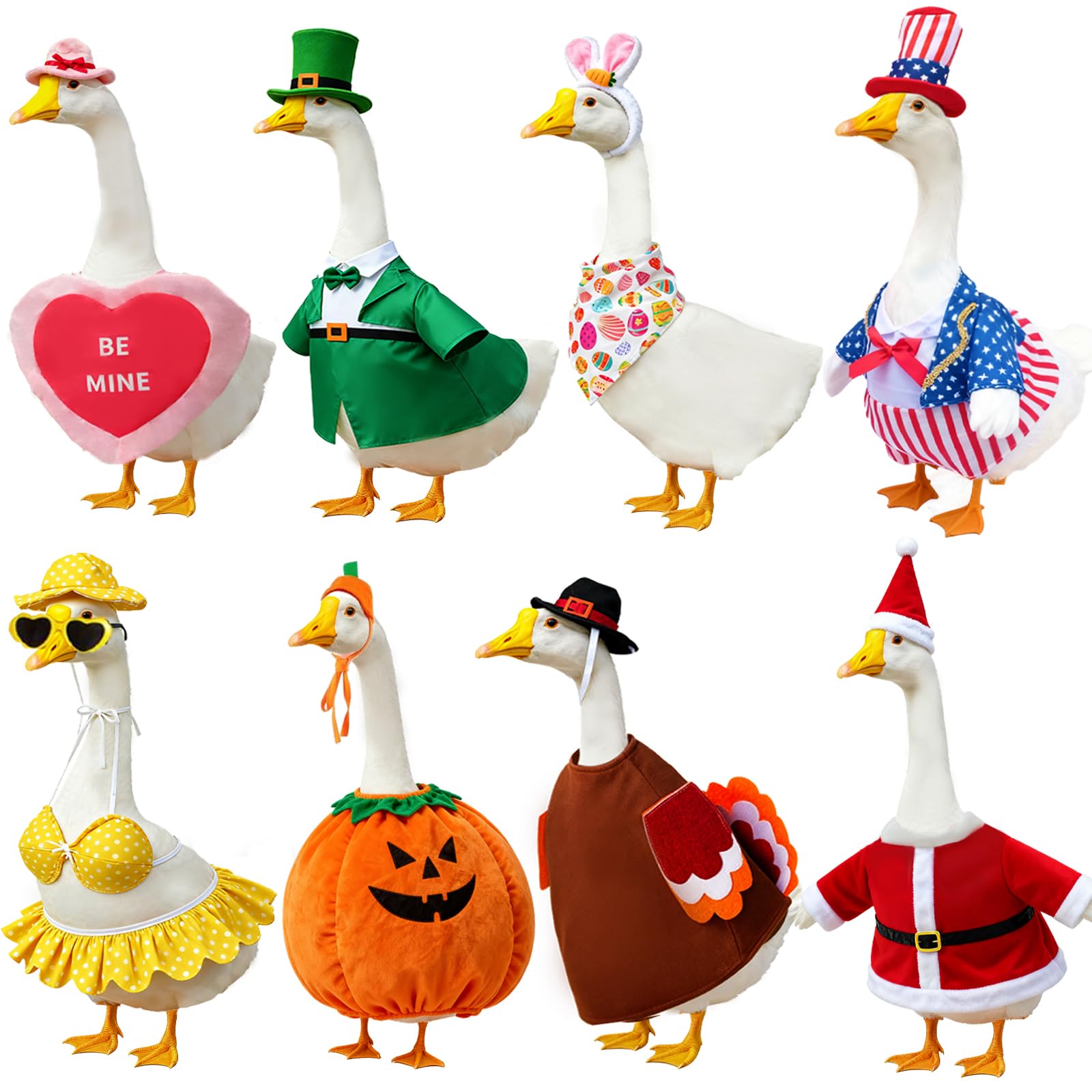 Kinhzrude Valentine goose outfit with heart design enhances yard decor.