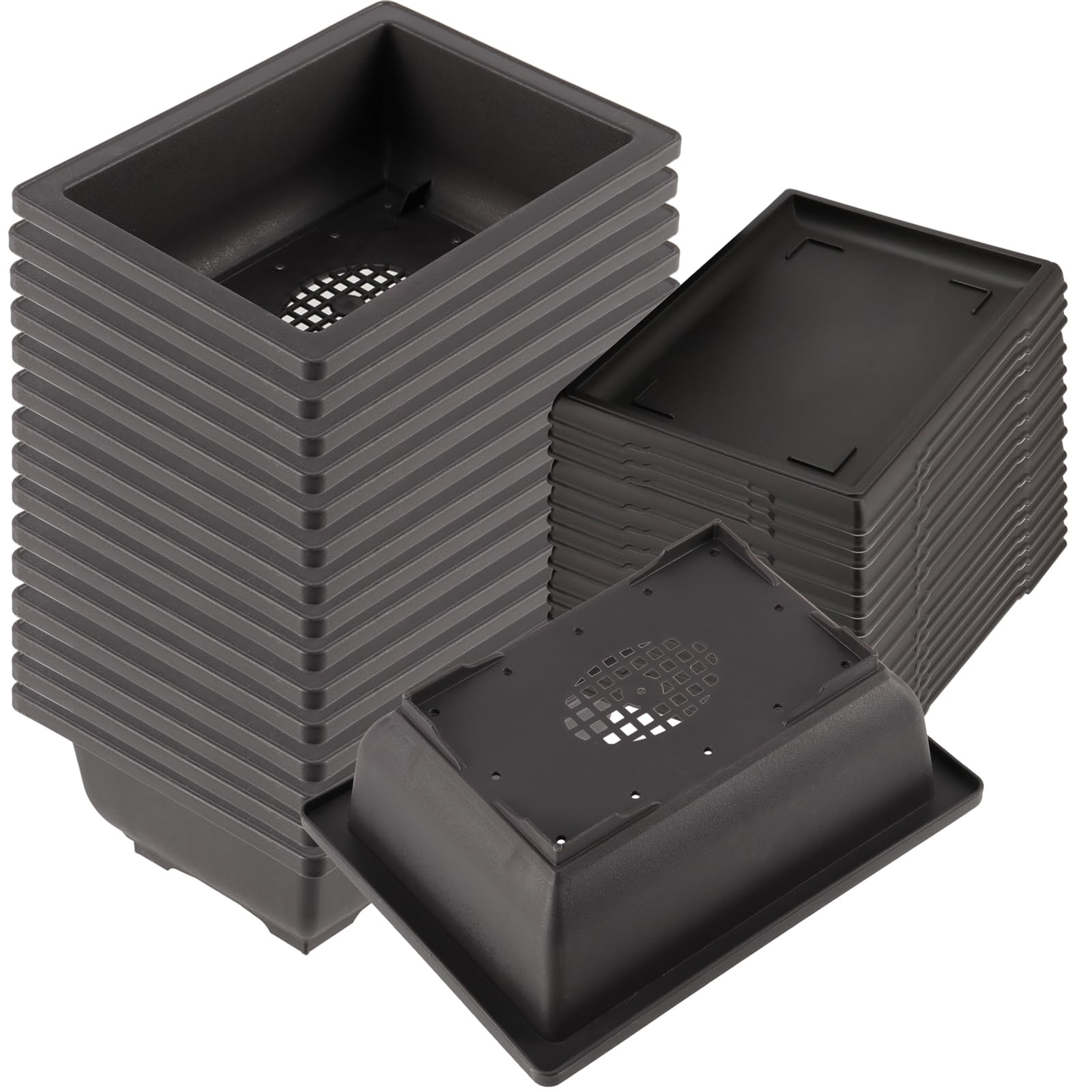 KINJOEK 15-piece rectangular bonsai pots for versatile indoor planting.