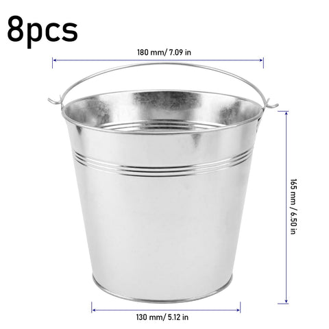 KINJOEK 7-inch galvanized planter buckets ideal for balconies and patios.