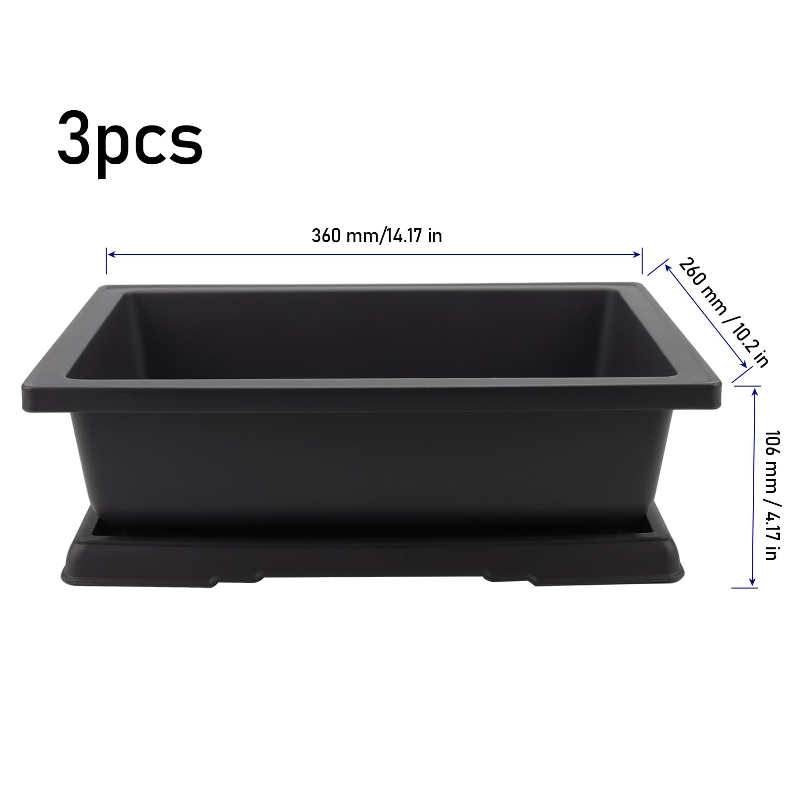 Kinjoek rectangular bonsai pot with drainage holes for healthy soil drainage.