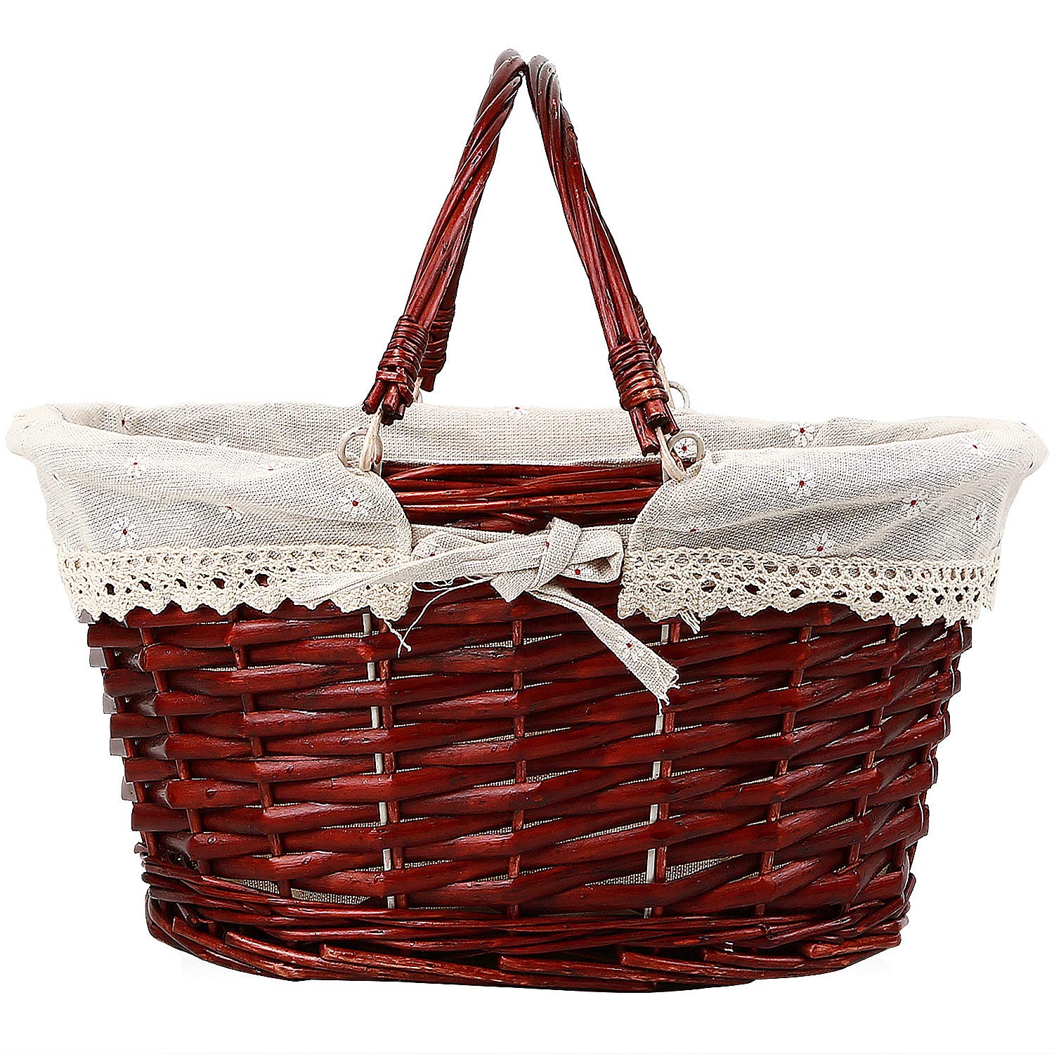 KINJOEK natural willow basket interior area keeps items clean and accessible.