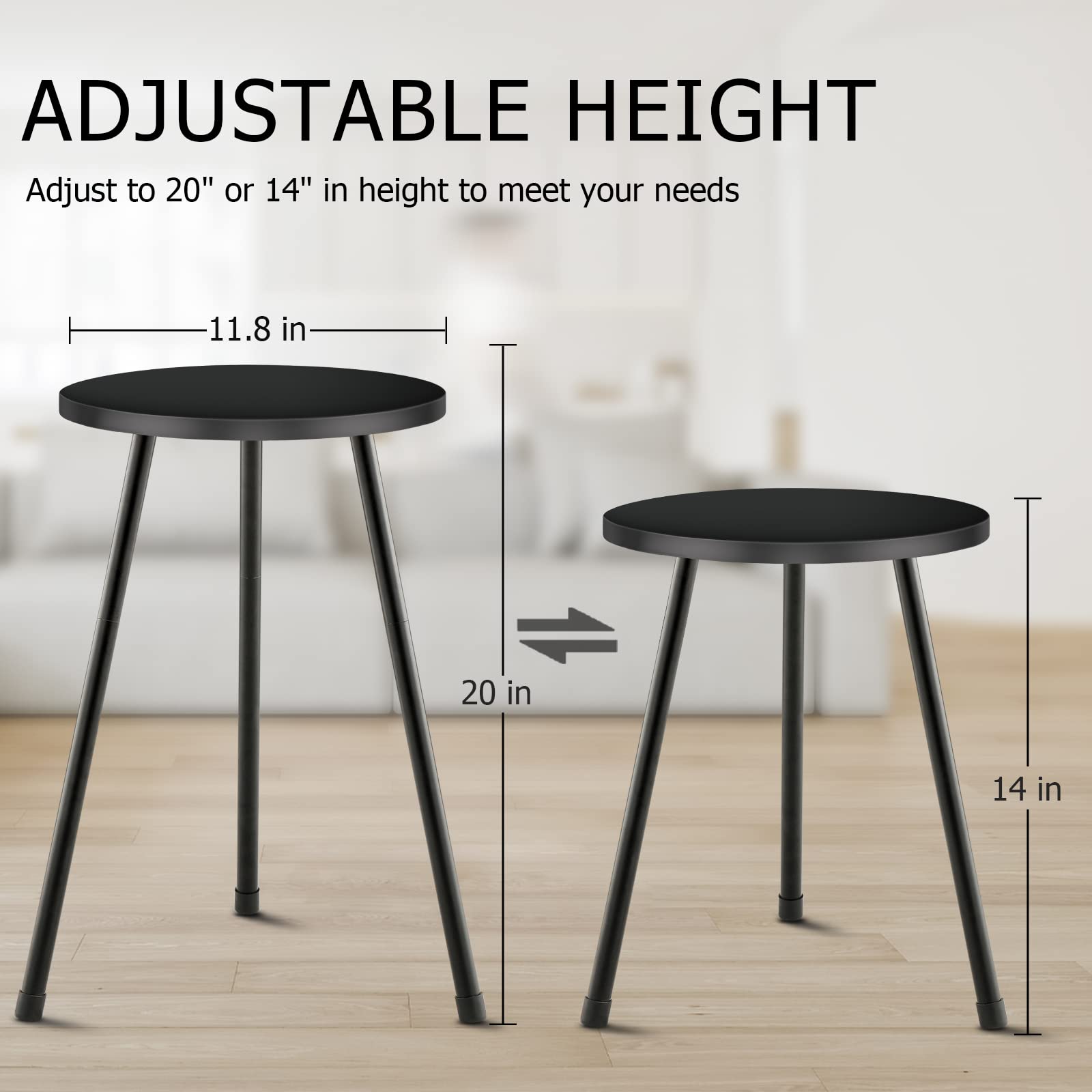 KINNARY stand close-up showing durable wood top and metal frame.
