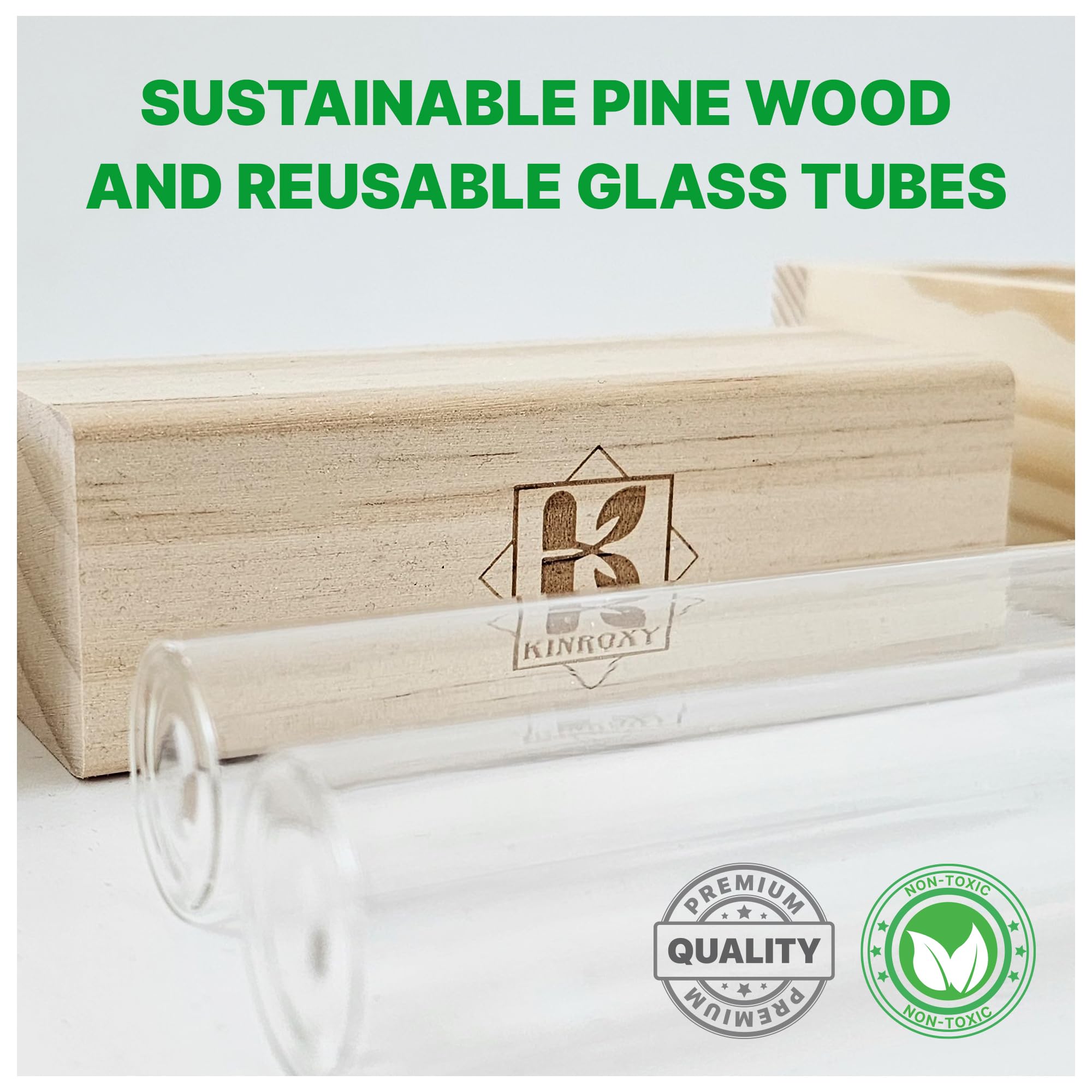 Kinroxy stylish wooden stand elevates space while organizing plant cuttings.