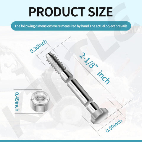 KINTLE 51001500 compatible bolts close-up showing 2-inch shaft length for sturdy fit.