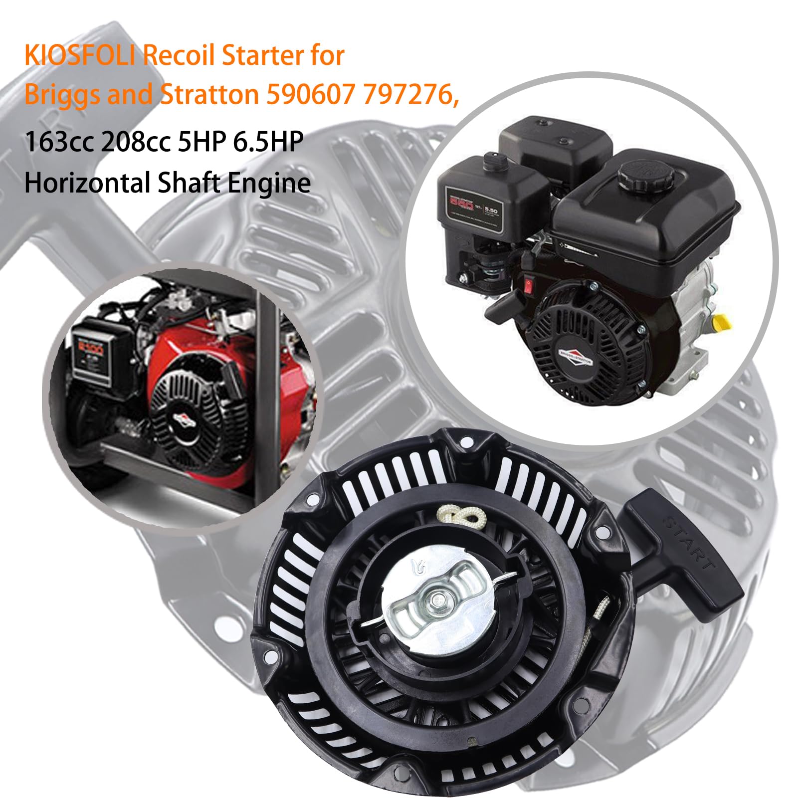 KIOSFOLI front-view recoil starter showing sturdy construction.