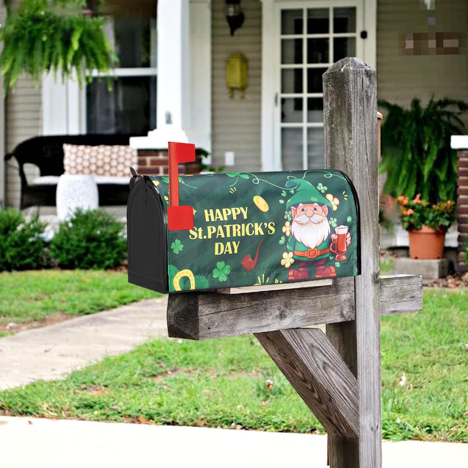KIOYTLIK St. Patrick's Day mailbox cover weatherproof finish resists outdoor wear