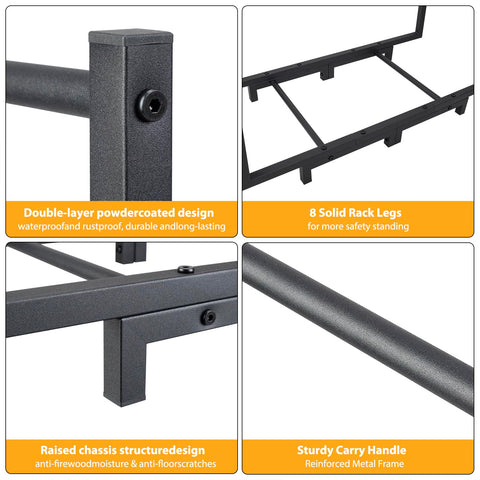 KIPHCA firewood rack high-load design holding heavy wood bundles