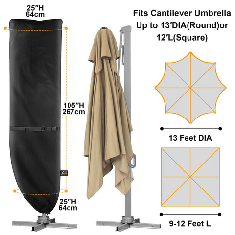 Wind-resistant straps secure Kipiea cover during gusts on a cantilever umbrella.
