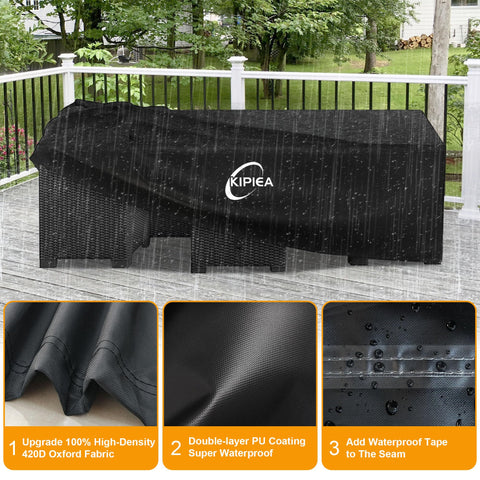 Double-layer PU coating and taped seams on Kipiea cover for waterproof protection.