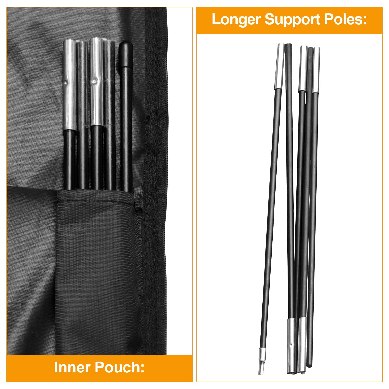 Foldable 70.8-inch support rod eases Kipiea installation around the canopy.