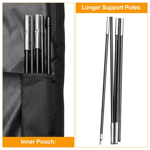 Foldable 70.8-inch support rod eases Kipiea installation around the canopy.