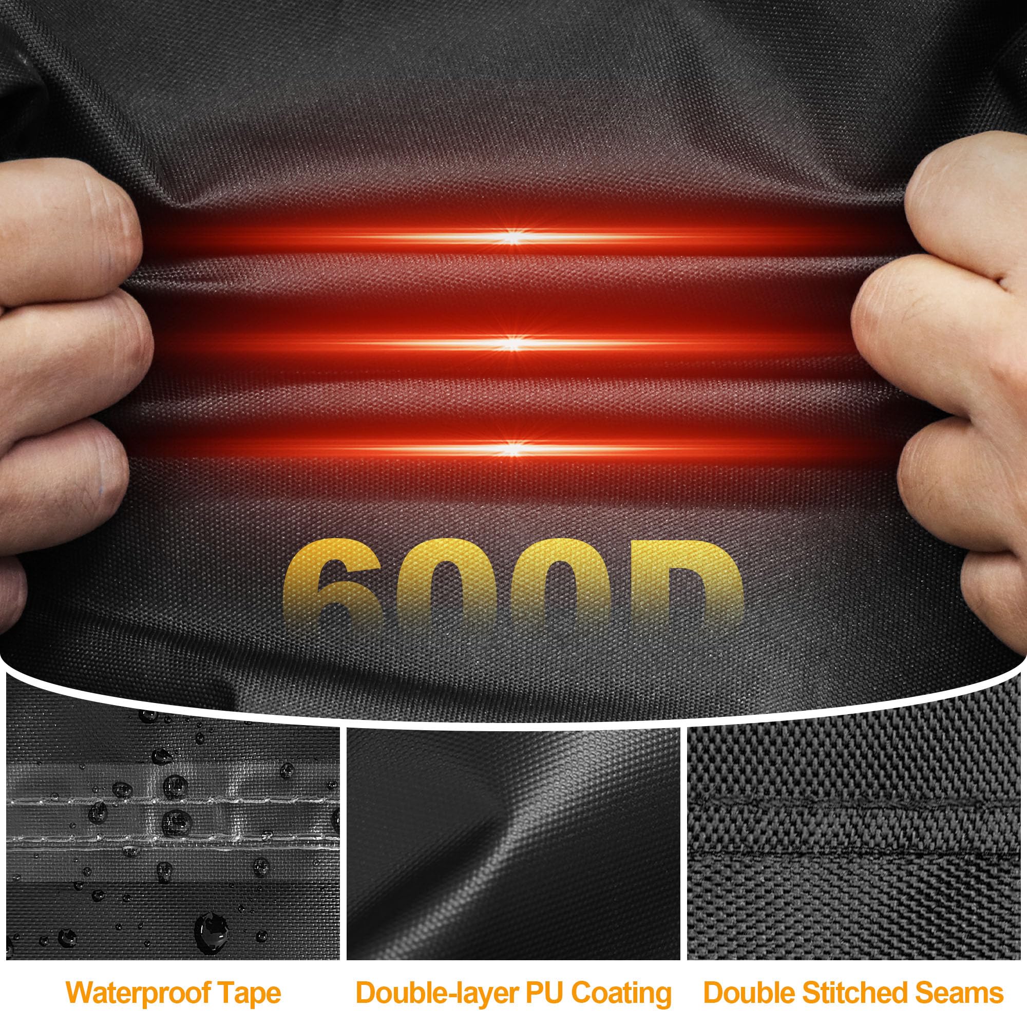 Kipiea four-buckle wheel clip secures the cover in wind.