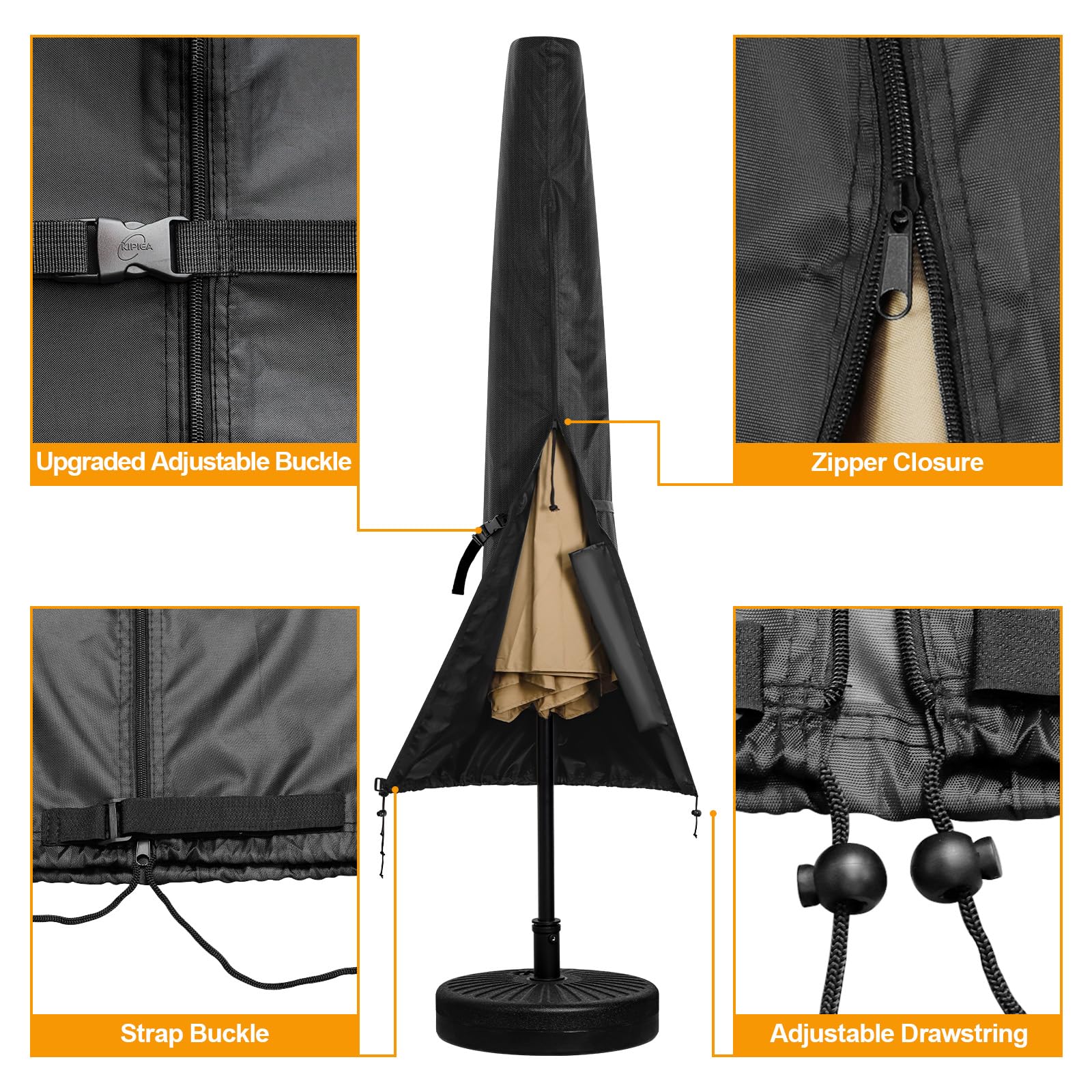 Heavy-duty 600D Oxford fabric resists tears and weather for Kipiea cover.