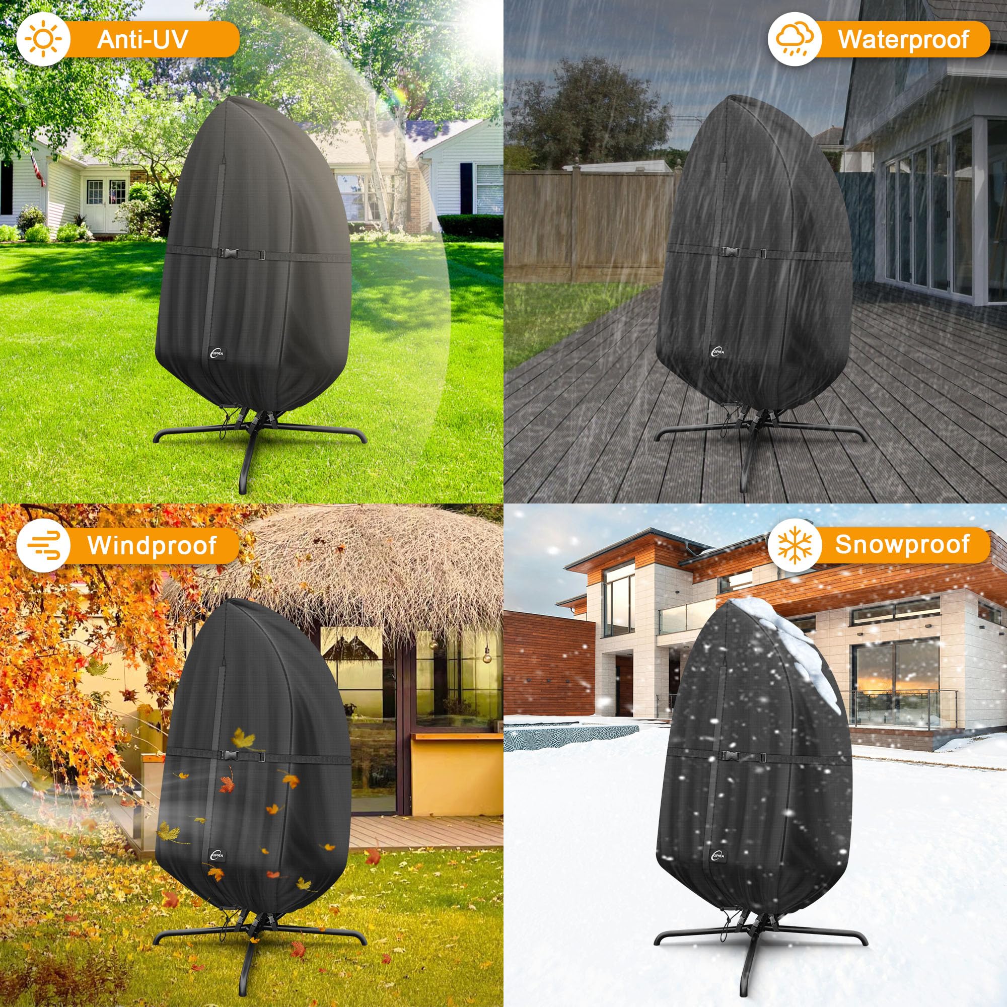 Kipiea all-weather egg chair cover ready for varied outdoor conditions