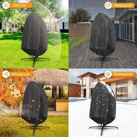 Kipiea all-weather egg chair cover ready for varied outdoor conditions