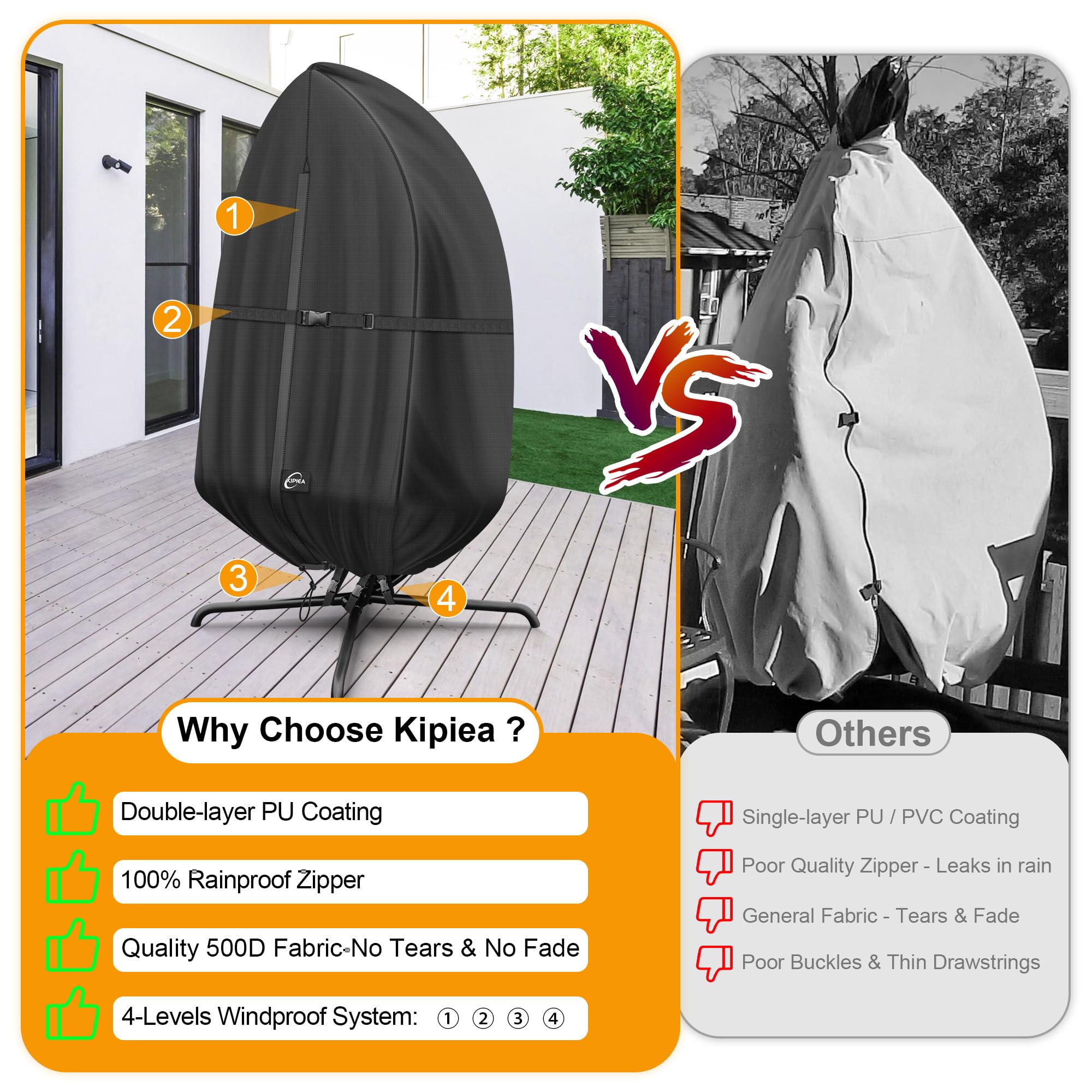 Kipiea seam-taped cover protecting seams from water exposure