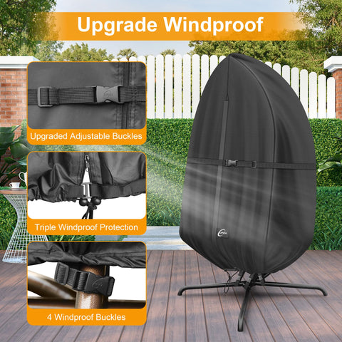 Kipiea stand-compatible cover mounted on an egg chair stand